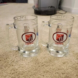 OB Lager 1983 Seoul Olympic Glass Beer Mugs Oriental Brewery Hodori Tiger Mascot